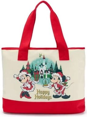 Disney Red & Cream Walt Disney World Mickey And Minnie Holiday Tote NWT